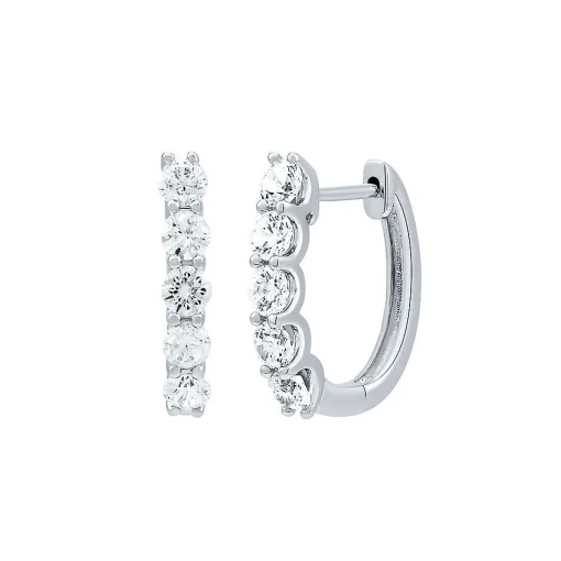 1 Ct. Tw. Lab Grown Diamond Hoop Earrings In 14K White Gold