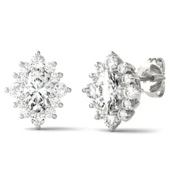 1 3/8 Ct. Tw. Moissanite Halo Stud Earrings In 14K White Gold