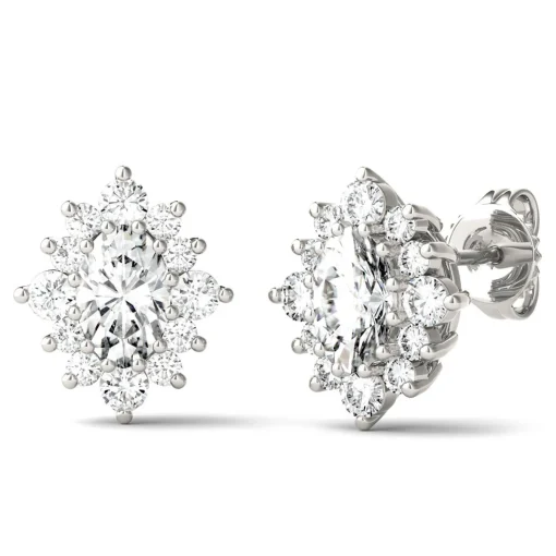 1 3/8 Ct. Tw. Moissanite Halo Stud Earrings In 14K White Gold