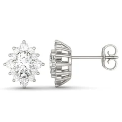 1 3/8 Ct. Tw. Moissanite Halo Stud Earrings In 14K White Gold