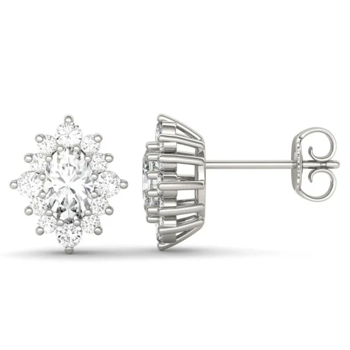 1 3/8 Ct. Tw. Moissanite Halo Stud Earrings In 14K White Gold