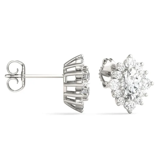 1 3/8 Ct. Tw. Moissanite Halo Stud Earrings In 14K White Gold
