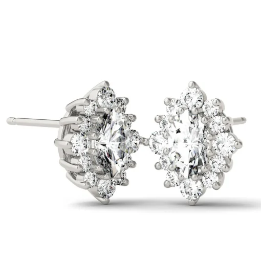 1 3/8 Ct. Tw. Moissanite Halo Stud Earrings In 14K White Gold