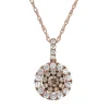 1/2 Ct. Tw. White & Champagne Diamond Halo Pendant In 10K Rose Gold