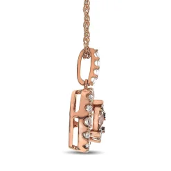 1/2 Ct. Tw. White & Champagne Diamond Halo Pendant In 10K Rose Gold