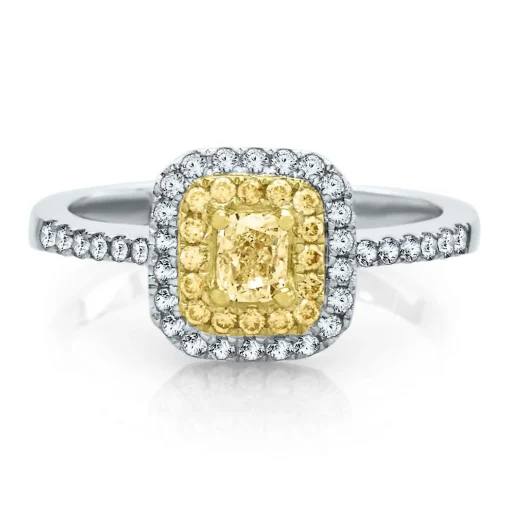 3/4 Ct. Tw. Yellow & White Diamond Ring In 14K White & Yellow Gold