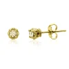 3/4 Ct. Tw. Yellow Diamond & Garnet Stud Earrings In