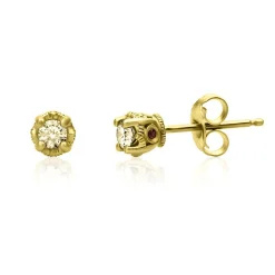 3/4 Ct. Tw. Yellow Diamond & Garnet Stud Earrings In