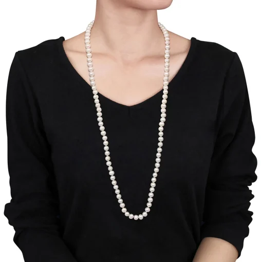Cultured Freshwater Pearl Necklace In 14K Yellow Gold, 7.5-8Mm, 36"