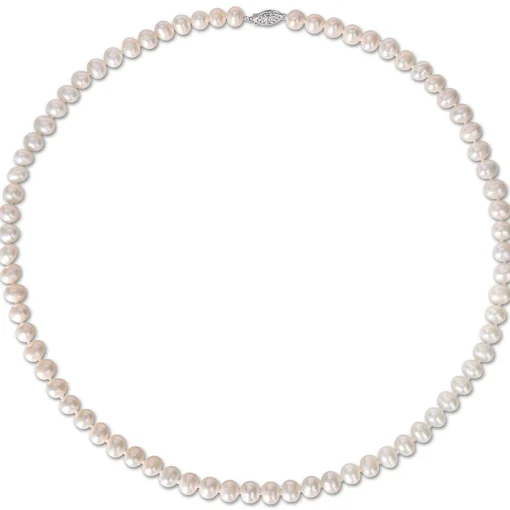 Cultured Freshwater Pearl Necklace In Sterling Silver, 7.5-8Mm, 24"