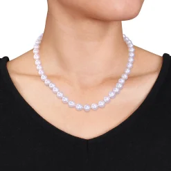 Cultured Freshwater Pearl Necklace In Sterling Silver, 9-10Mm, 18