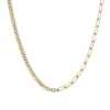 Curb And Paperclip Chain Necklace In Vermeil, 18"