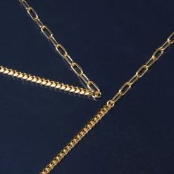 Curb And Paperclip Chain Bracelet In Vermeil