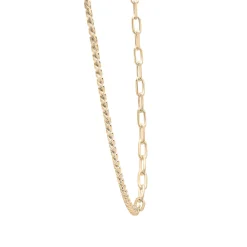 Curb And Paperclip Chain Necklace In Vermeil, 18