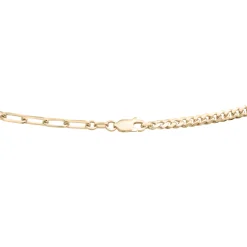 Curb And Paperclip Chain Necklace In Vermeil, 18