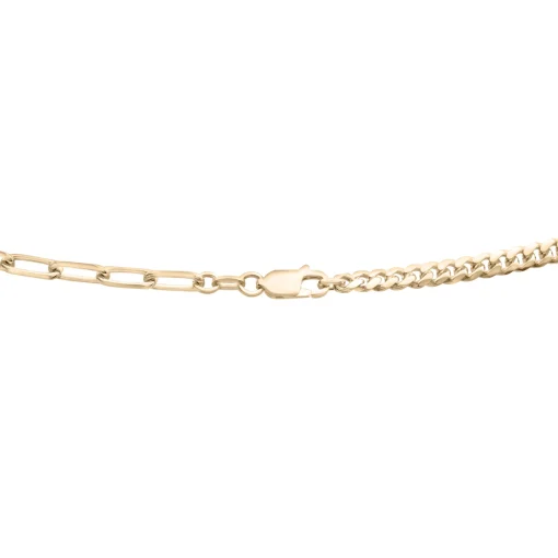 Curb And Paperclip Chain Necklace In Vermeil, 18"