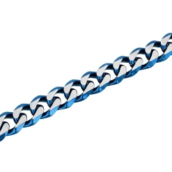 Curb Chain Bracelet In Blue Ion-Plated Stainless Steel, 13Mm, 8.5"