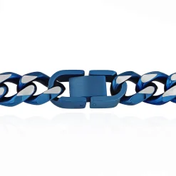 Curb Chain Necklace In Blue Ion-Plated Stainless Steel, 10.5Mm, 24"