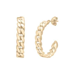 Curb Chain Open Hoop Earrings In Vermeil, 16Mm