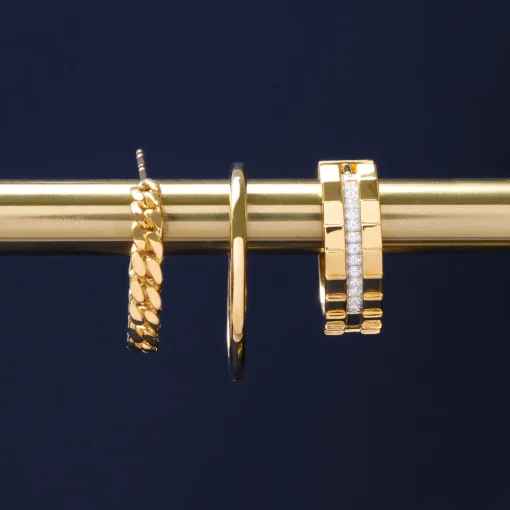 Curb Chain Open Hoop Earrings In Vermeil, 16Mm