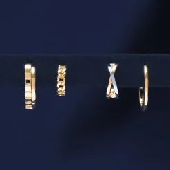 Curb Chain Open Huggie Hoop Earrings In Vermeil, 11Mm