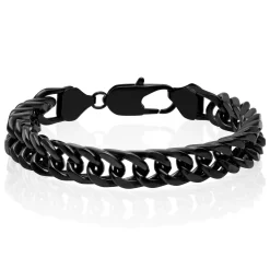 Curb Link Bracelet In Black Ion-Plated Stainless Steel, 8.5"