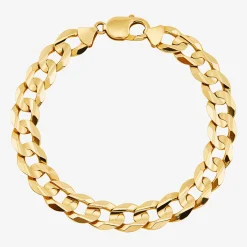 Curb Link Chain Bracelet In 10K Yellow Gold, 11Mm, 9"
