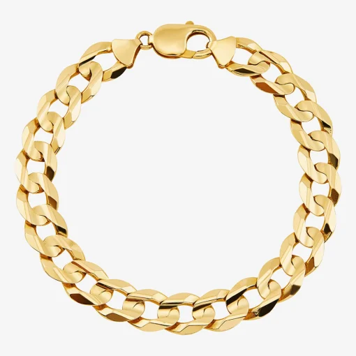 Curb Link Chain Bracelet In 10K Yellow Gold, 11Mm, 9"