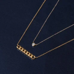 Curb Link Horizontal Bar Necklace In Vermeil