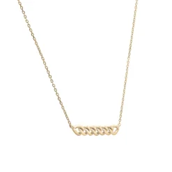 Curb Link Horizontal Bar Necklace In Vermeil