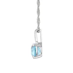 Cushion-Cut Aquamarine Pendant With Diamond Accents In 10K White Gold