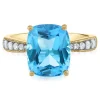 Cushion-Cut Blue Topaz And Lab Created White Sapphire Ring In 10K Yellow Gold