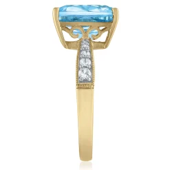 Cushion-Cut Blue Topaz And Lab Created White Sapphire Ring In 10K Yellow Gold