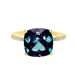 Cushion-Cut Lab Created Alexandrite Ring In 10K Yellow Gold