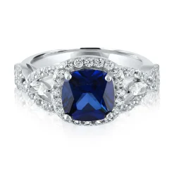 Cushion-Cut Lab Created Blue & White Sapphire Earring, Pendant & Ring Set In Sterling Silver