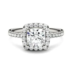 Cushion-Cut Moissanite Halo Ring In 14K Gold (2 Ct. Tw.)