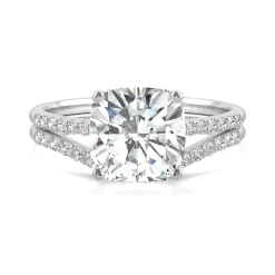 Cushion-Cut Moissanite Ring Set In 14K White Gold (2 5/8 Ct. Tw.)