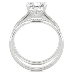 Cushion-Cut Moissanite Ring Set In 14K White Gold (2 5/8 Ct. Tw.)