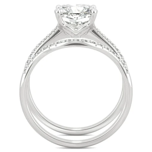 Cushion-Cut Moissanite Ring Set In 14K White Gold (2 5/8 Ct. Tw.)