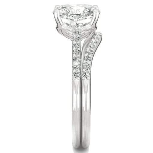 Cushion-Cut Moissanite Ring Set In 14K White Gold (2 5/8 Ct. Tw.)