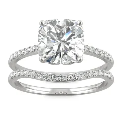 Cushion-Cut Moissanite Ring Set In 14K White Gold (2 5/8 Ct. Tw.)
