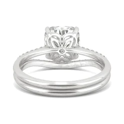 Cushion-Cut Moissanite Ring Set In 14K White Gold (2 5/8 Ct. Tw.)