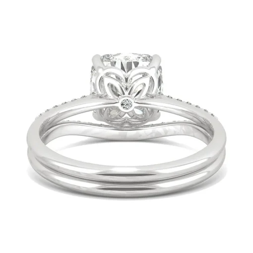 Cushion-Cut Moissanite Ring Set In 14K White Gold (2 5/8 Ct. Tw.)