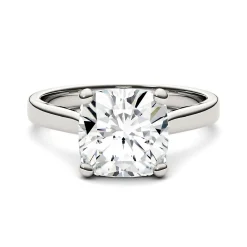 Cushion-Cut Moissanite Solitaire Ring In 14K White Gold (3 1/4 Ct.)