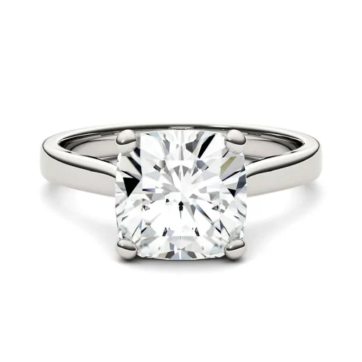 Cushion-Cut Moissanite Solitaire Ring In 14K White Gold (3 1/4 Ct.)