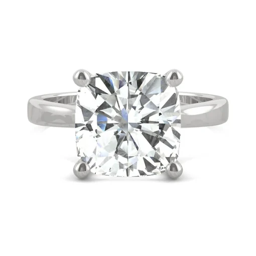 Cushion-Cut Moissanite Solitaire Ring In 14K White Gold (4 Ct.)
