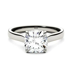 Cushion-Cut Moissanite Solitaire Ring In 14K White Gold (2 Ct.)