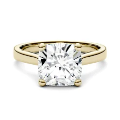 Cushion-Cut Moissanite Solitaire Ring In 14K Yellow Gold (3 Ct.)