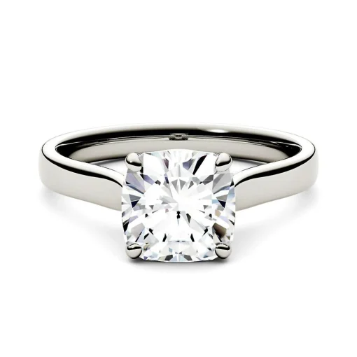 Cushion-Cut Moissanite Solitaire Ring In 14K White Gold (2 Ct.)