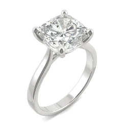 Cushion-Cut Moissanite Solitaire Ring In 14K White Gold (4 Ct.)